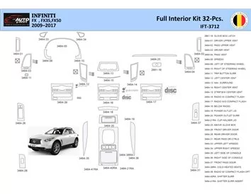 Infiniti FX S51 2009-2017 Interior WHZ Dashboard trim kit 32 Parts - 1 - Interior Dash Trim Kit