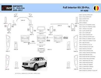 Infiniti FX S51 2009-2017 Interior WHZ Dashboard trim kit 29 Parts - 1 - Interior Dash Trim Kit