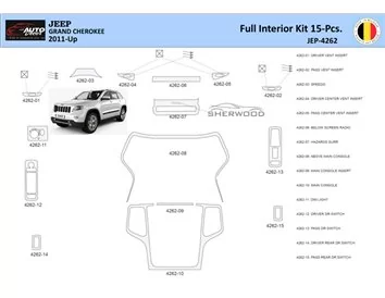 Jeep Grand Cherokee 2011-2020 Interior WHZ Dashboard trim kit 15 Parts - 1 - Interior Dash Trim Kit