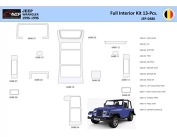 Jeep Wrangler 1996-1999 Interior WHZ Dashboard trim kit 13 Parts - 1 - Interior Dash Trim Kit