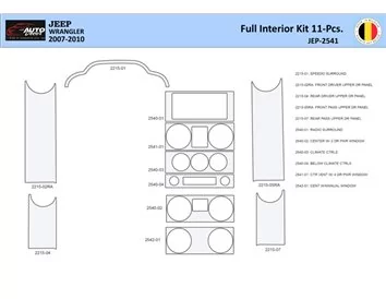 Jeep Wrangler 2007-2010 Interior WHZ Dashboard trim kit 11 Parts - 1 - Interior Dash Trim Kit