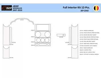 Jeep Wrangler 2007-2010 Interior WHZ Dashboard trim kit 12 Parts - 1 - Interior Dash Trim Kit