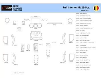 Jeep Wrangler 2011-2017 Interior WHZ Dashboard trim kit 25 Parts - 1 - Interior Dash Trim Kit