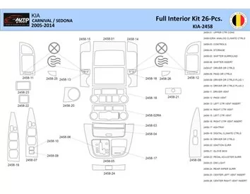Kia Carnival 2005-2014 Interior WHZ Dashboard trim kit 26 Parts - 1 - Interior Dash Trim Kit