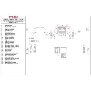 Toyota Tacoma 2005-UP Full Set, Automatic Gear, Radio TYPE B Interior BD Dash Trim Kit