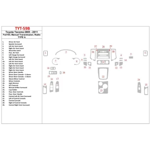 Toyota Tacoma 2005-UP Full Set, Manual Gear Box, Radio TYPE A Interior BD Dash Trim Kit