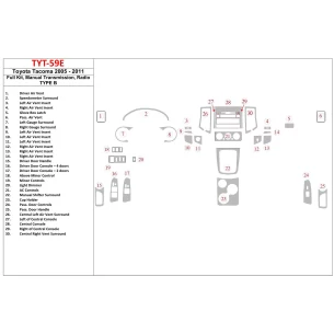 Toyota Tacoma 2005-UP Full Set, Manual Gear Box, Radio TYPE B Interior BD Dash Trim Kit