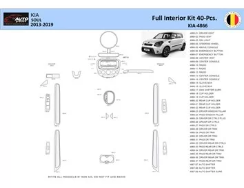KIA Soul 2013 Interior WHZ Dashboard trim kit 40 Parts - 1 - Interior Dash Trim Kit