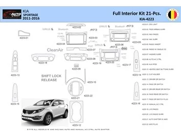 KIA Sportage 2011 Interior WHZ Dashboard trim kit 21 Parts - 1 - Interior Dash Trim Kit