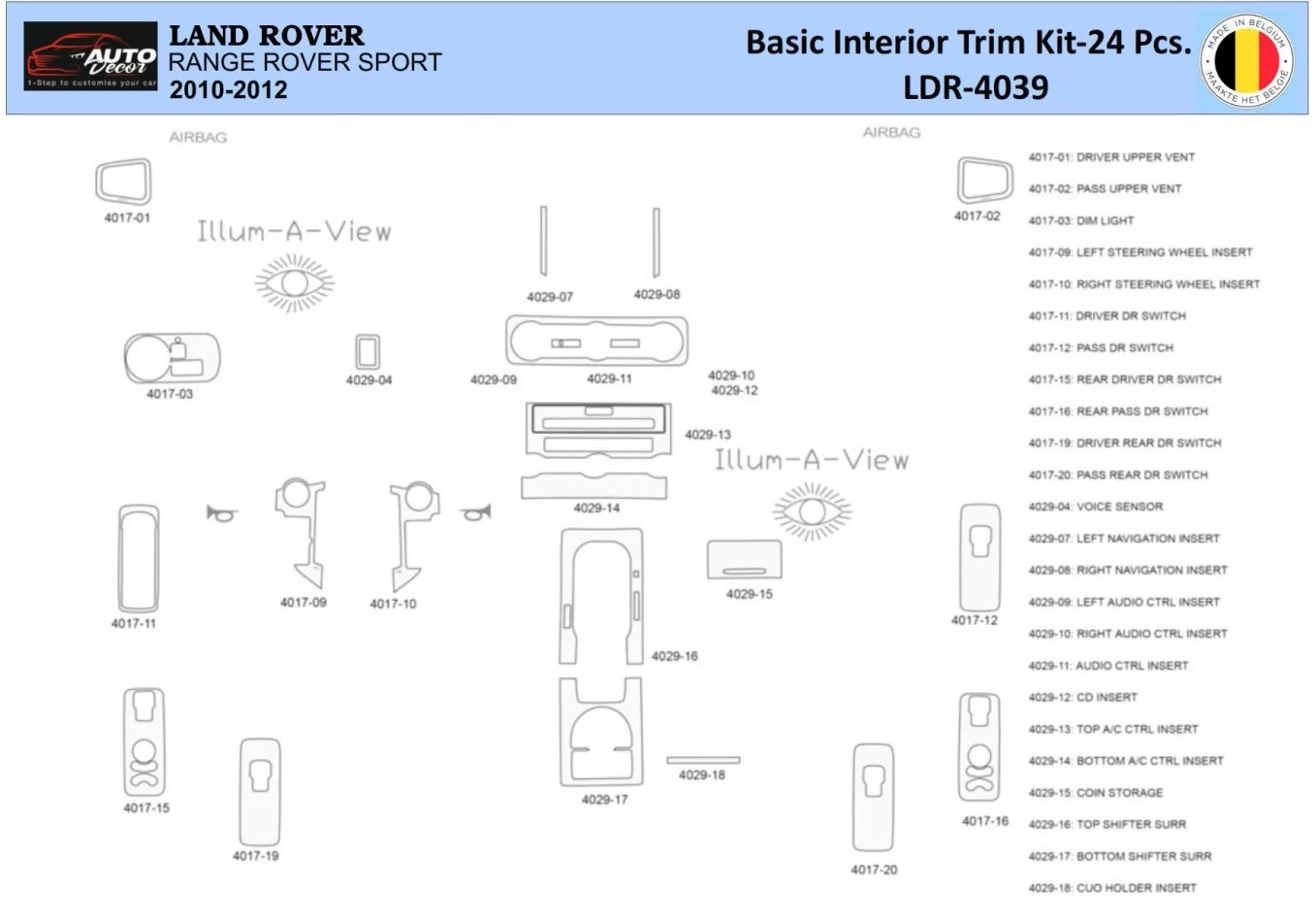 Land Rover Ranger Rover Sport 2010 Interior WHZ Dashboard trim kit 24 Parts - 1 - Interior Dash Trim Kit