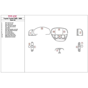 Toyota Tundra 2000-2002 2 & 4 Doors, Basic Set, 12 Parts set Interior BD Dash Trim Kit
