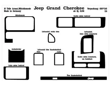 Chrysler Grand Cherokee 01.1996 3D Interior Dashboard Trim Kit Dash Trim Dekor 10-Parts - 2 - Interior Dash Trim Kit