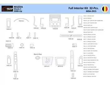 Mazda 5 2008 Interior WHZ Dashboard trim kit 32 Parts - 1 - Interior Dash Trim Kit