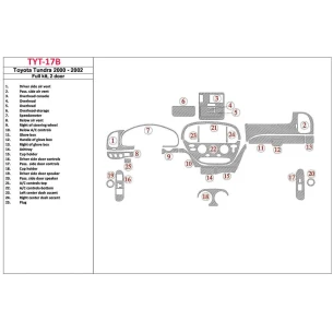 Toyota Tundra 2000-2002 2 Doors, Full Set, 25 Parts set Interior BD Dash Trim Kit