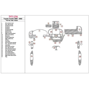 Toyota Tundra 2000-2002 4 Doors, Full Set, 27 Parts set Interior BD Dash Trim Kit
