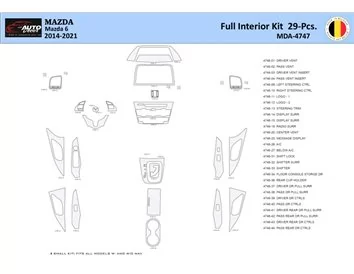 Mazda 6-2014-2021 Interior WHZ Dashboard trim kit 29 Parts - 1 - Interior Dash Trim Kit