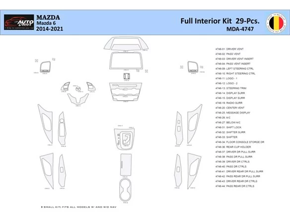 Mazda 6-2014-2021 Interior WHZ Dashboard trim kit 29 Parts - 1 - Interior Dash Trim Kit