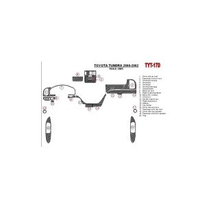 Toyota Tundra 2000-2002 4 Doors, OEM Compliance, 20 Parts set Interior BD Dash Trim Kit