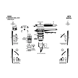 BMW-Series E60 2008-2010 3D Interior Dashboard Trim Kit Dash Trim Dekor 63-Parts