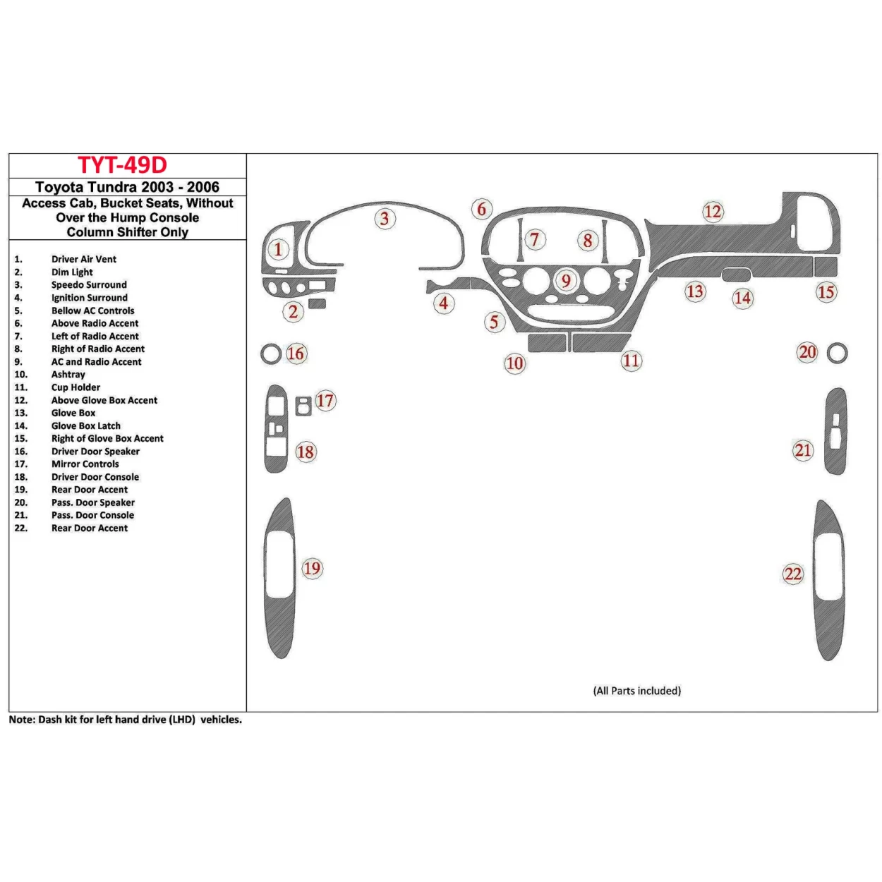 Toyota Tundra 2003-2006 Interior BD Dash Trim Kit