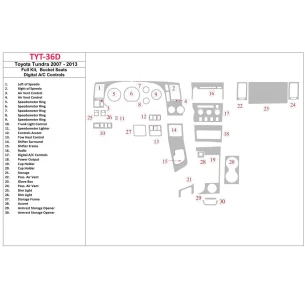 Toyota Tundra 2007-UP Basic Set, Bucket Seats, Automatic AC Control Interior BD Dash Trim Kit 2