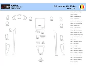 Mazda MX5 2000 Interior WHZ Dashboard trim kit 23 Parts - 1 - Interior Dash Trim Kit