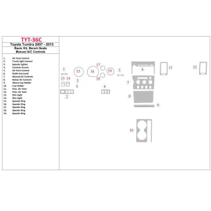 Toyota Tundra 2007-UP Basic Set, Bucket Seats, Manual  AC Control Interior BD Dash Trim Kit 2
