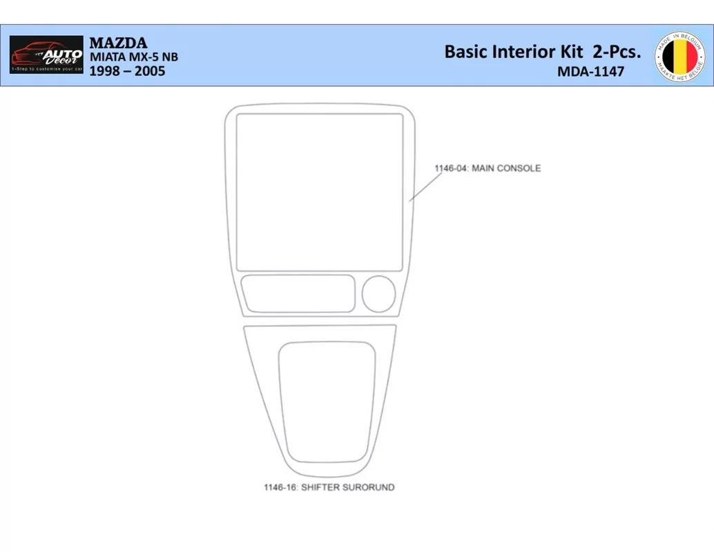 Mazda MX5 2000 Interior WHZ Dashboard trim kit 2 Parts - 1 - Interior Dash Trim Kit