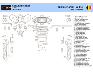 Mercedes SL R231 2012 Interior WHZ Dashboard trim kit 60 Parts