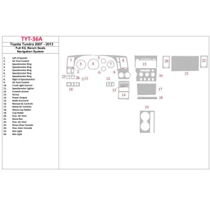 Toyota Tundra 2007-UP Full Set, Bucket Seats, Manual Gearbox AC Control Interior BD Dash Trim Kit 2