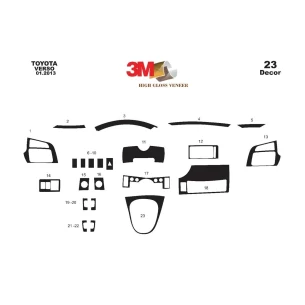 Toyota Verso R20 01.2013 3D Interior Dashboard Trim Kit Dash Trim Dekor 23-Parts 2