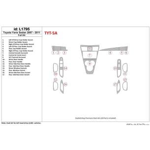 Toyota Yaris 2007-UP Full Set Interior BD Dash Trim Kit 2