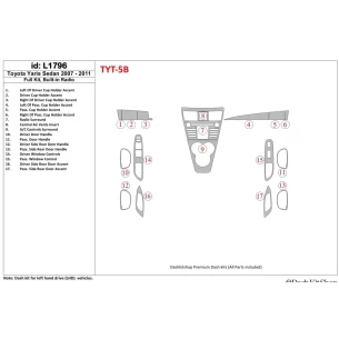 Toyota Yaris 2007-UP Full Set With Built-in Radio Interior BD Dash Trim Kit 2
