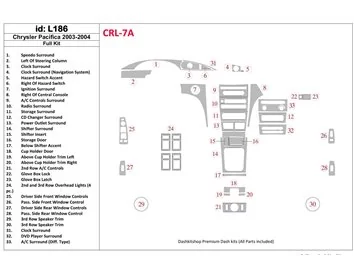 Chrysler Pacifica 2003-2004 Full Set, OEM Compliance Interior BD Dash Trim Kit - 1 - Interior Dash Trim Kit