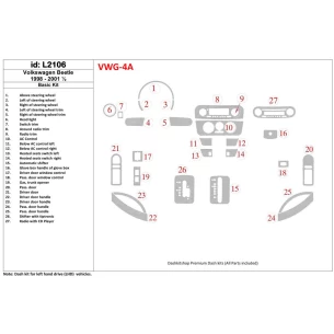 Volkswagen Beetle 1998-2001 Basic Set Interior BD Dash Trim Kit