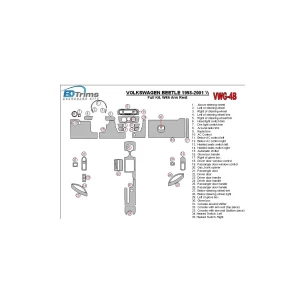 Volkswagen Beetle 1998-2001 Full Set, With Armrest, 33 Parts set Interior BD Dash Trim Kit