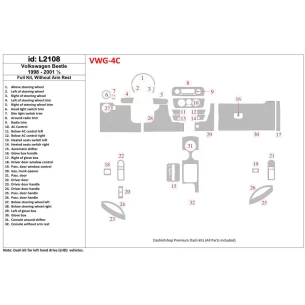 Volkswagen Beetle 1998-2001 Full Set, Without Armrest, 32 Parts set, Interior BD Dash Trim Kit