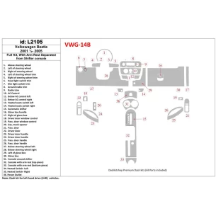 Volkswagen Beetle 2001-2005 Full Set fits Cabrio and Coupe With Armrest Interior BD Dash Trim Kit