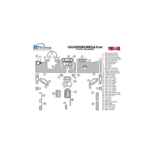 Volkswagen Beetle 2001-2005 Full Set fits Cabrio and Coupe With Armrest Interior BD Dash Trim Kit