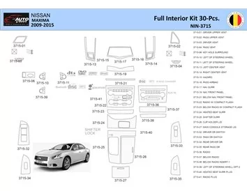 Nissan Maxima 2009-2015 Interior WHZ Dashboard trim kit 30 Parts - 1 - Interior Dash Trim Kit