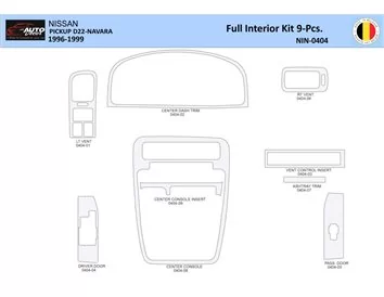 Nissan Navara Pickup 1996-1999 Interior WHZ Dashboard trim kit 9 Parts - 1 - Interior Dash Trim Kit