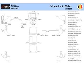 Nissan Pathfinder 205 Interior WHZ Dashboard trim kit 30 Parts - 1 - Interior Dash Trim Kit