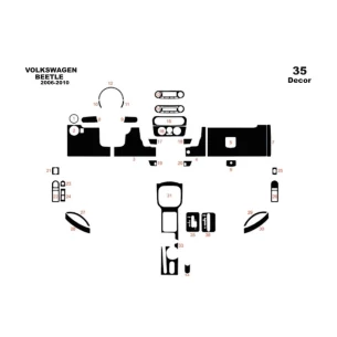 Volkswagen Beetle 2006-2010 3D Interior Dashboard Trim Kit Dash Trim Dekor 35-Parts