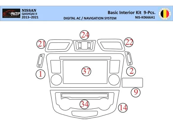 Nissan Qashqai 2018 Interior WHZ Dashboard trim kit 9 Parts - 1 - Interior Dash Trim Kit