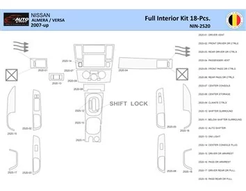 Nissan Versa-Almera 2007 Interior WHZ Dashboard trim kit 18 Parts - 1 - Interior Dash Trim Kit