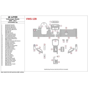 Volkswagen Beetle 2006-2011 Full Set, fits (Cabrio) Interior BD Dash Trim Kit