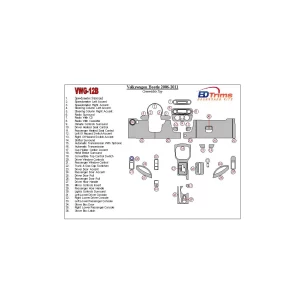 Volkswagen Beetle 2006-2011 Full Set, fits (Cabrio) Interior BD Dash Trim Kit