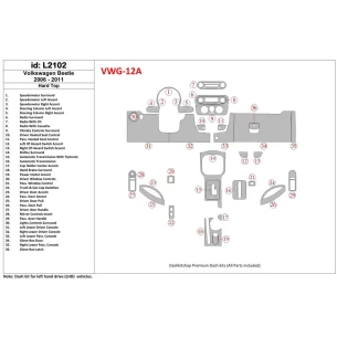 Volkswagen Beetle 2006-2011 Full Set, Soft roof-Coupe Not-Cabrio Interior BD Dash Trim Kit