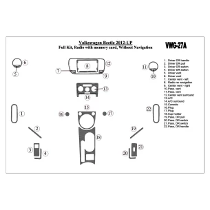 Volkswagen Beetle 2012-UP Full Set, Audio SD Card, Without NAVI Interior BD Dash Trim Kit 2