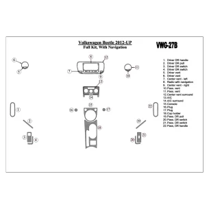 Volkswagen Beetle 2012-UP Full Set, With NAVI Interior BD Dash Trim Kit 2